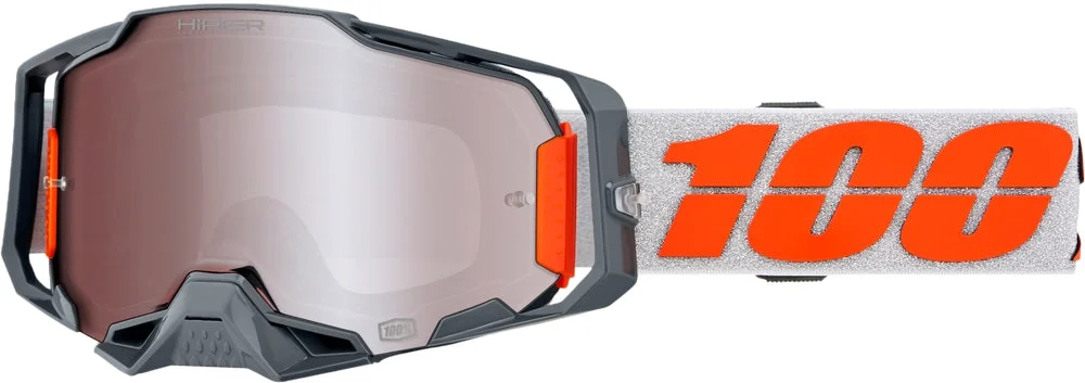 100% Armega Hiper Goggles (One Size Fits Most, Silver / Silver Mirror Lens)