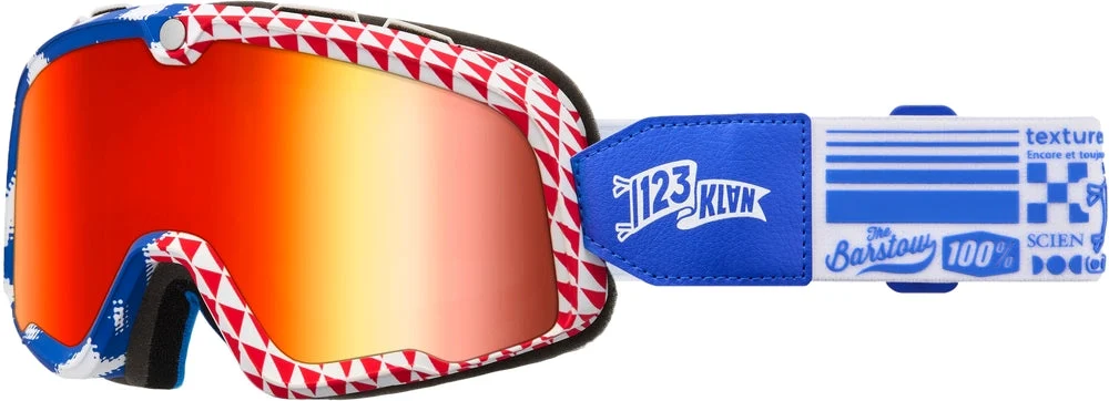 100% Barstow 123 Klan Goggles (One Size Fits Most, 123 Klan / Red Mirror Lens)