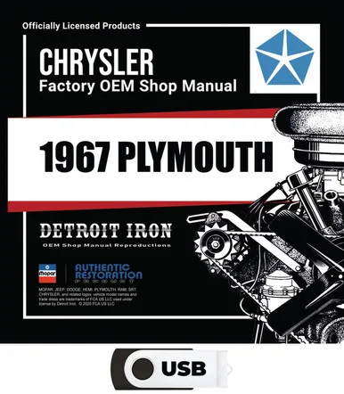 1967 Plymouth Shop Manual, Sales Data & Parts Book Kit on USB