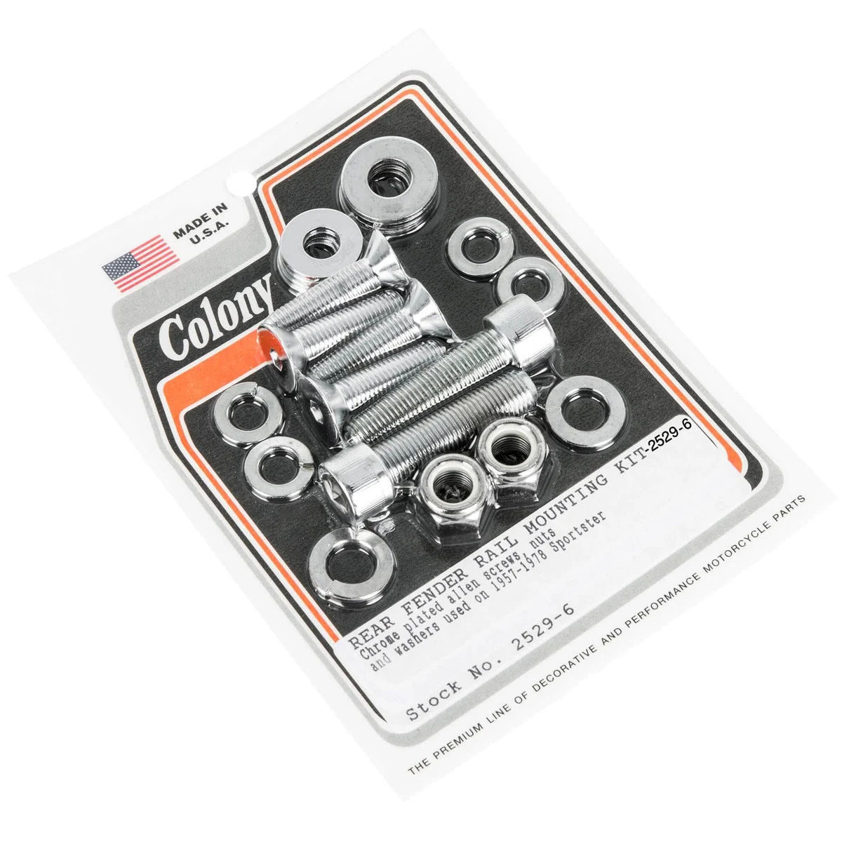 #2529-6 Rear Fender Rail Mounting Allen Kit 1957-1978 Harley-Davidson Sportster - Chrome Plated