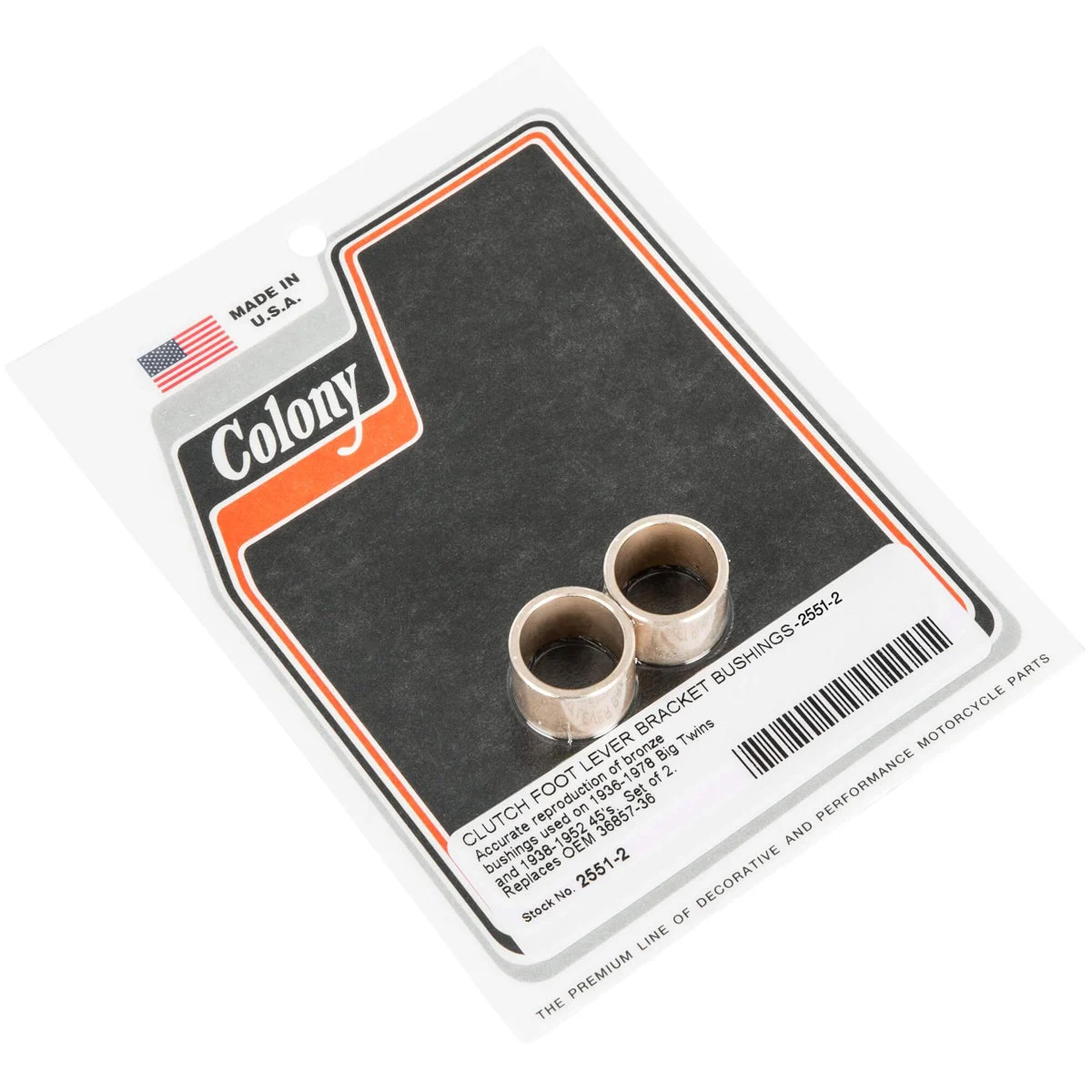 #2551-2 Clutch Foot Lever Bracket Bushings 1936-1978 Harley-Davidson Big Twins 1938-1952 45's