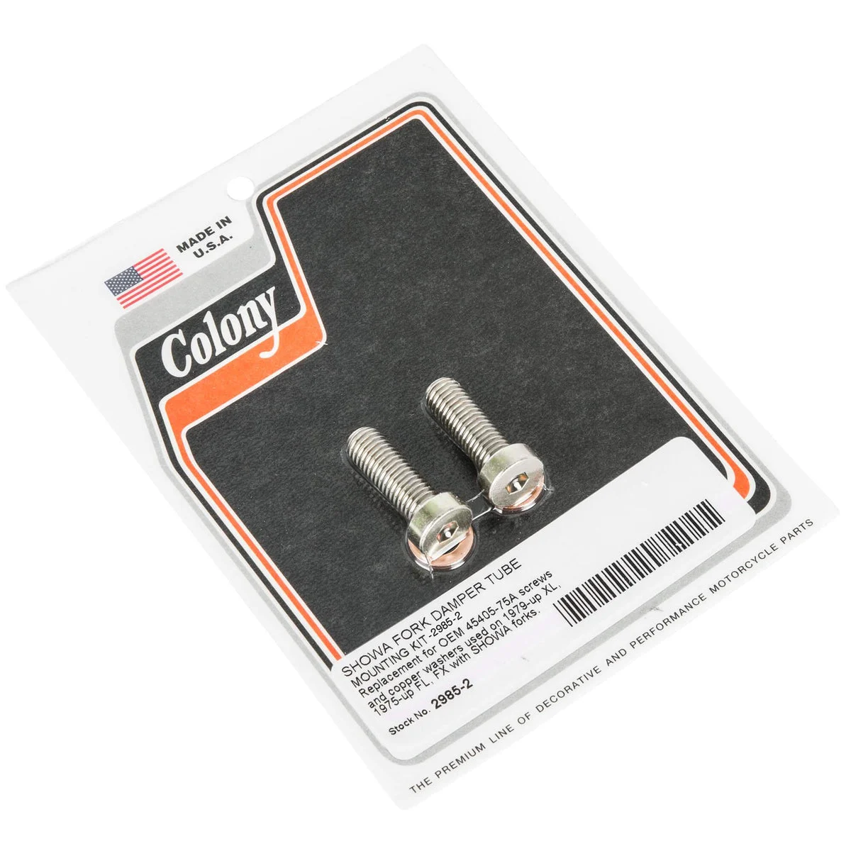 #2985-2 Damper Tube Mounting Bolts & Copper Washers 1979-Up Harley Sportster 1975-Up FL/FX with 39mm Narrow Glide Forks