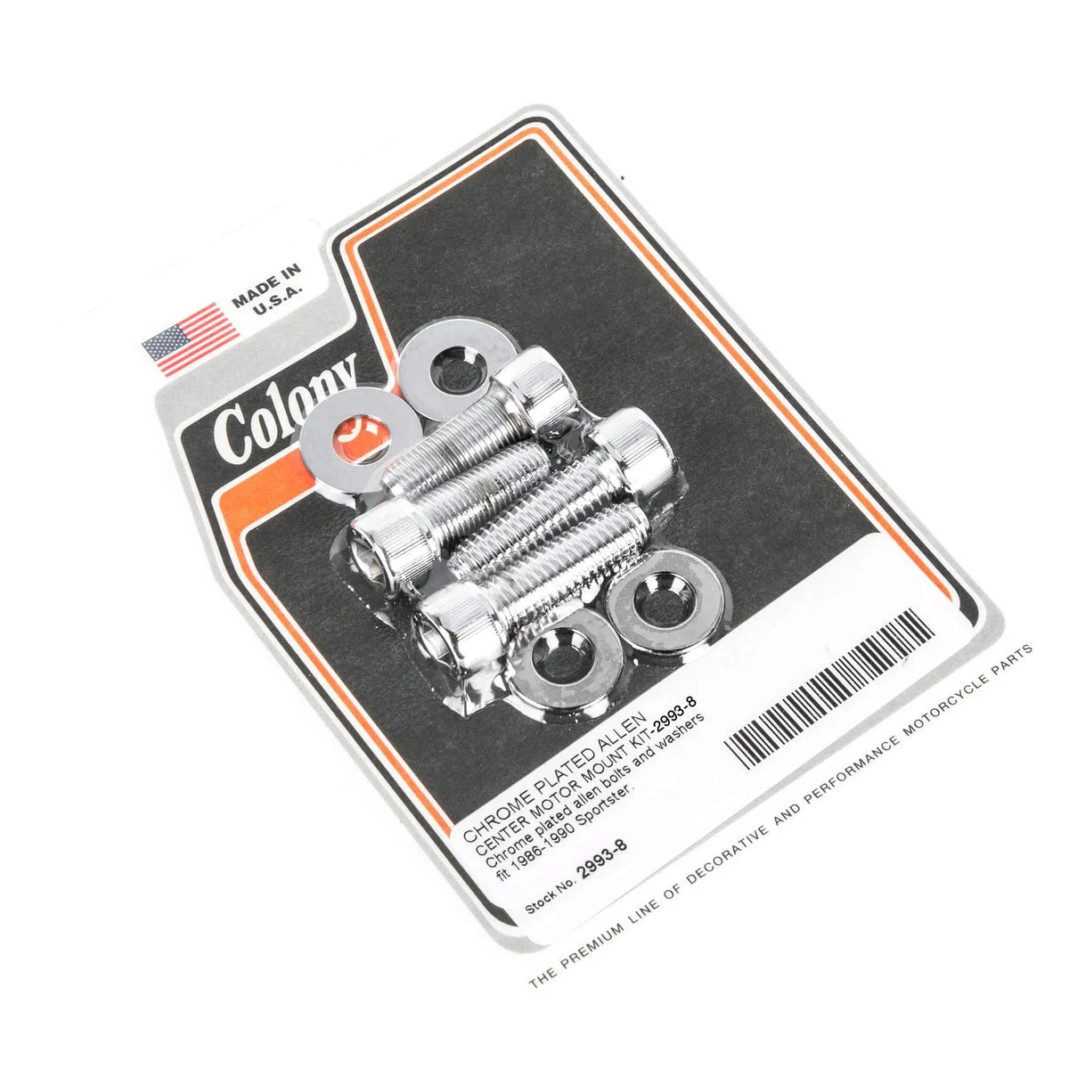 #2993-8 Allen Center Motor Mount Kit 1986-1990 Harley-Davidson Sportster - Chrome Plated