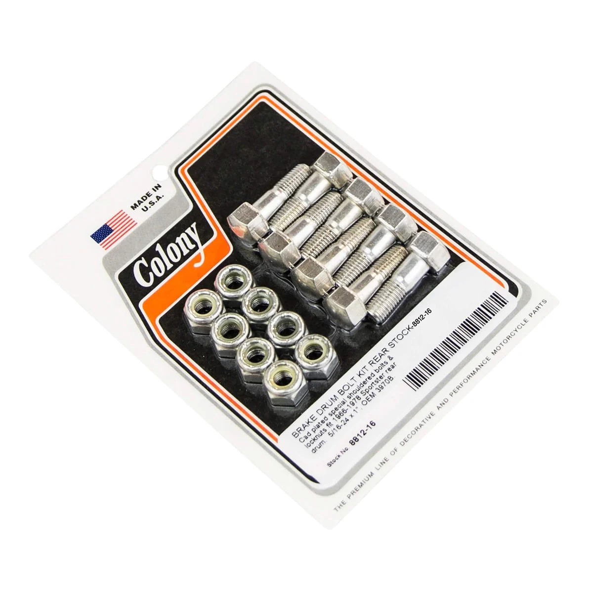 #8812-16 Rear Brake Drum Bolt Kit 1966-1978 Harley-Davidson Sportster - CAD Plated