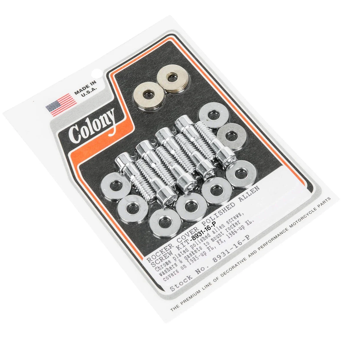 #8931-16-P Rocker Cover Smooth Allen Kit 1985-Up Harley-Davidson FL/FX 1986-Up XL - Chrome Plated