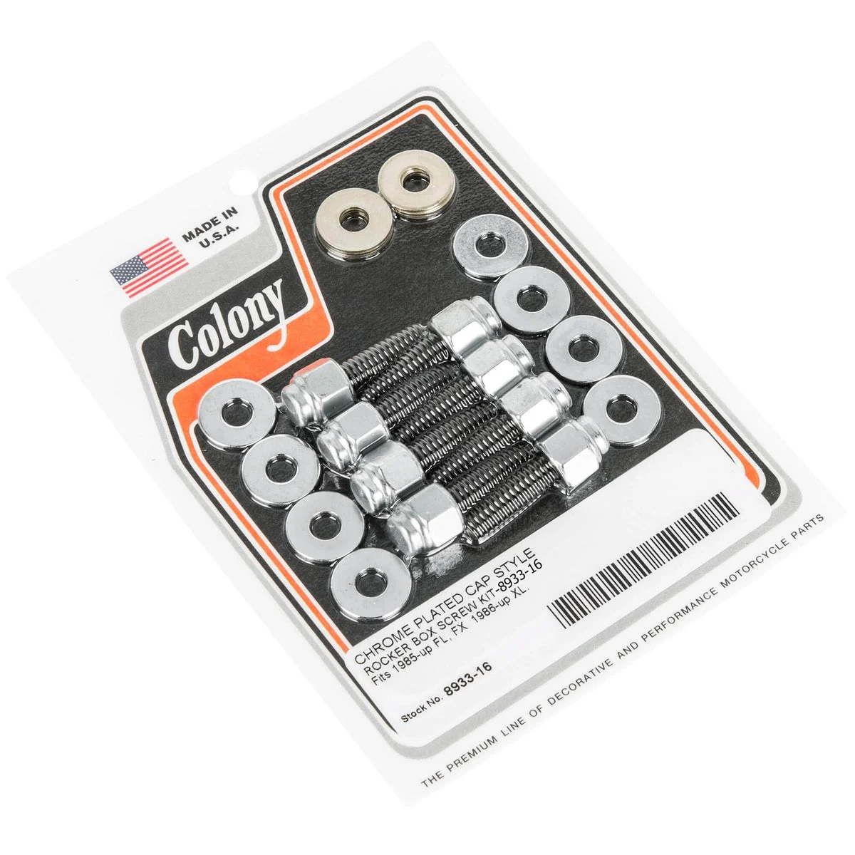 #8933-16 Rocker Box Screw Kit 1985-Up Harley-Davidson FL/FX - Chrome Plated
