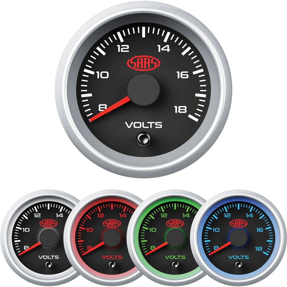 SAAS Volt Gauge - Black, 52mm | Supercheap Auto