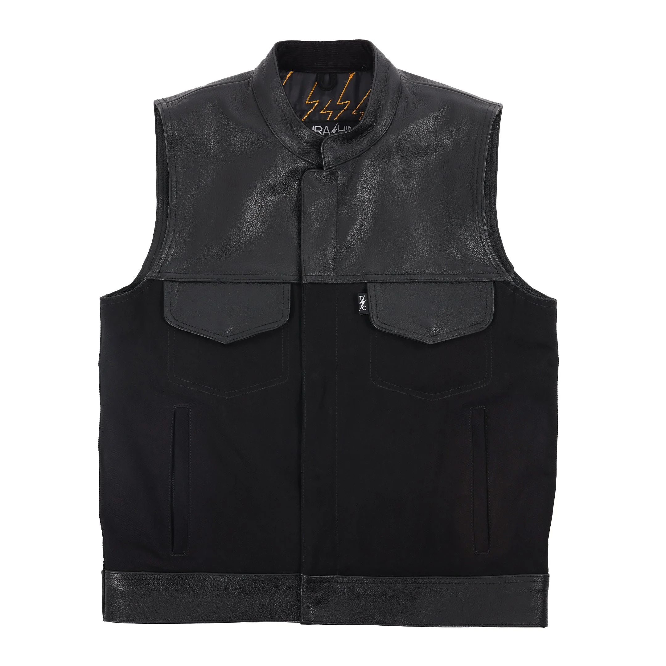 Kanan Vest | Leather & Denim - Black
