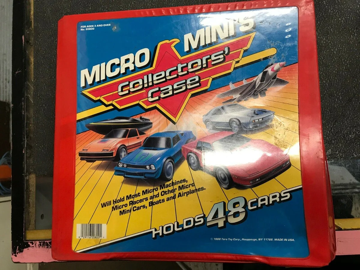 Vintage Micro Machines Collectors Case 13 Cars Trucks Tractor Impala Mercedes