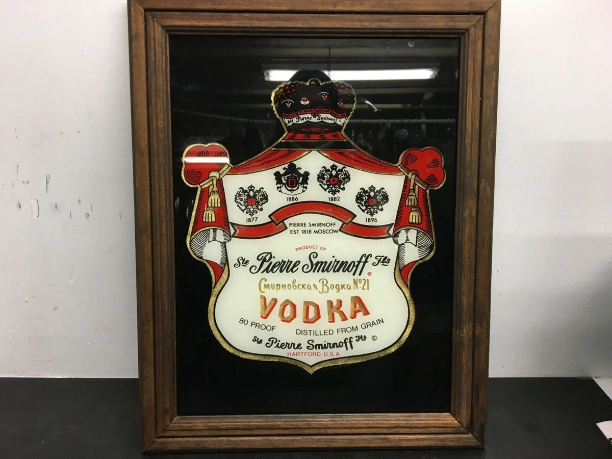 VINTAGE PIERRE SMIRNOFF VODKA HARTFORD USA WALL SIGN, MAN CAVE, GARAGE, BAR